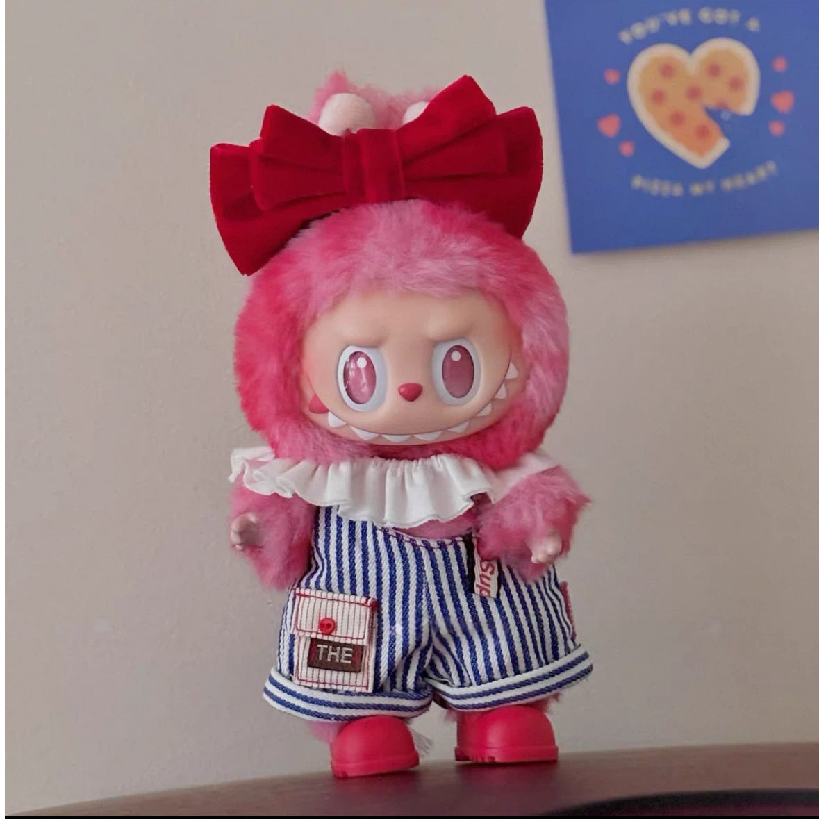 Doll Clothes Blue striped overalls