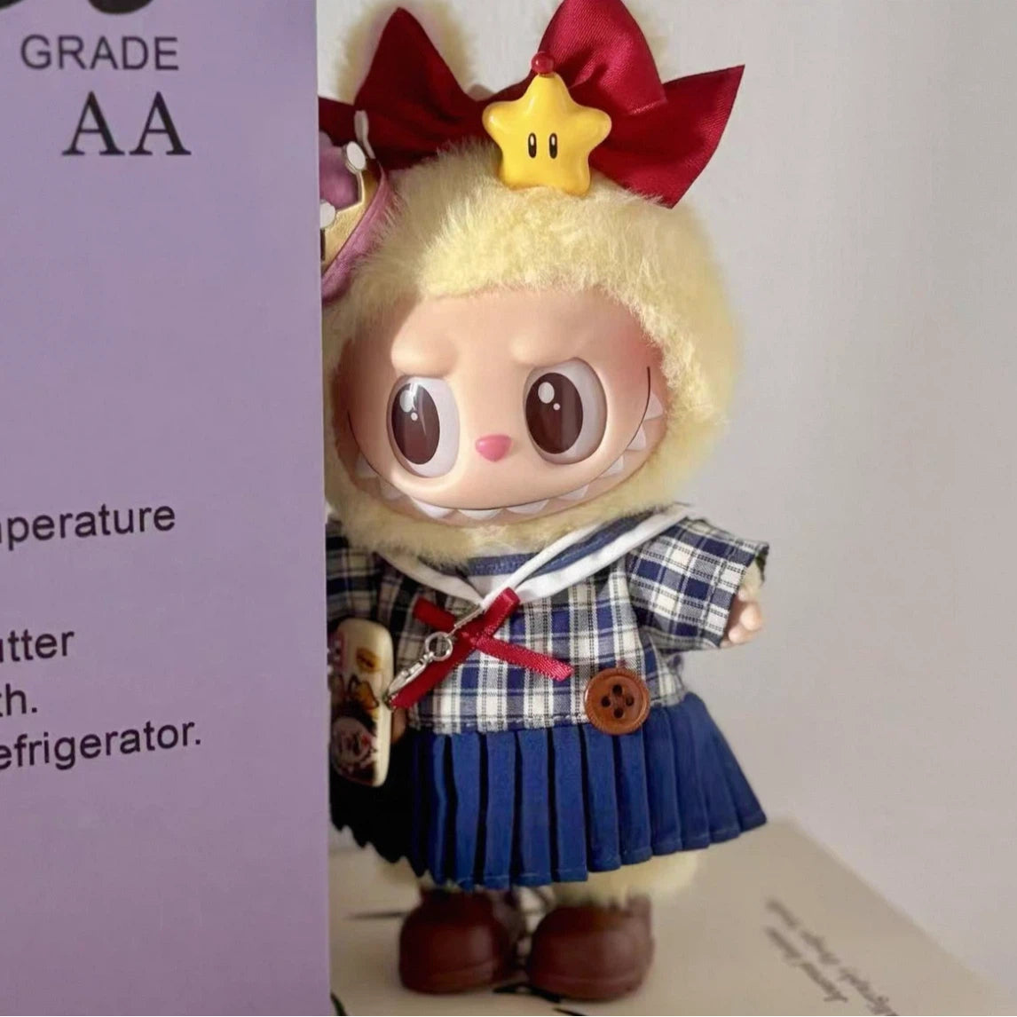 Doll Clothes Blue checkered dress