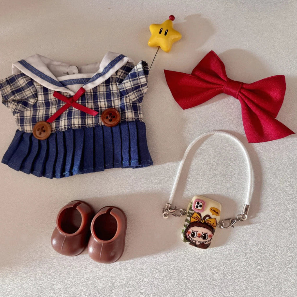 Doll Clothes Blue checkered dress