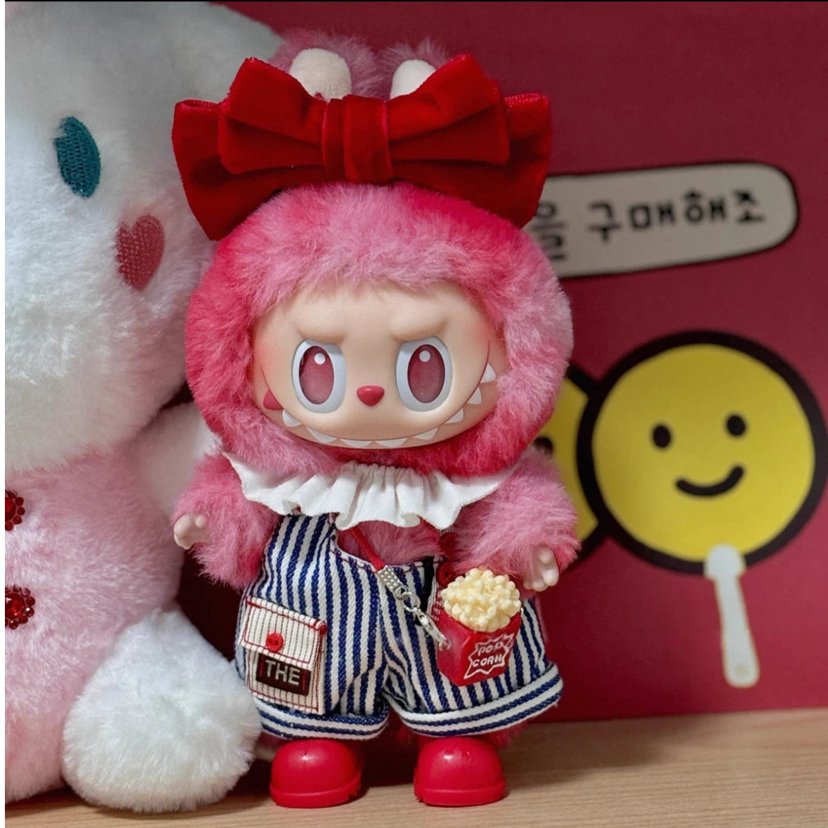 Doll Clothes Blue striped overalls