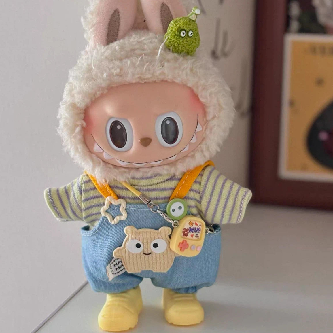 Doll Clothes striped overall set